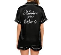 JPHCHSC Women Bride Pj Set Bachelorette Party Pyjama Hen Party Bridesmaid Pj Set Sleepwear Button-down Nightwear Mother Sister of the Bride Loungewear Short Sleeve Nightwear