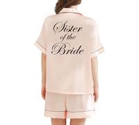 JPHCHSC Women Bride Pj Set Bachelorette Party Pyjama Hen Party Bridesmaid Pj Set Sleepwear Button-down Nightwear Mother Sister of the Bride Loungewear Short Sleeve Nightwear