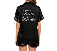 JPHCHSC Women Bride Pj Set Bachelorette Party Pyjama Hen Party Bridesmaid Pj Set Sleepwear Button-down Nightwear Mother Sister of the Bride Loungewear Short Sleeve Nightwear