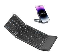 JPHTEK Folding Bluetooth Keyboard with Touchpad, Rechargeable Portable Travel Keyboard bluetooth Sync Up to 3 Devices, for Windows iOS Android Tablet Laptop, Black (Big Touchpad BT5.1 x 3)