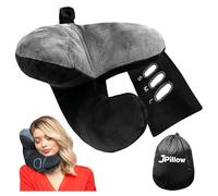 JPillow Travel Pillow for Airplanes - A Little Bulky, Expensive, and Takes a Couple of Minutes to Master, but Supports Your Head and Neck in Genuine Luxury - British Invention of the Year (Black)