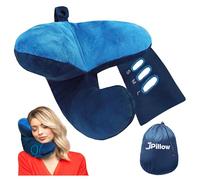 JPillow Travel Pillow for Airplanes - A Little Bulky, Expensive, and Takes a Couple of Minutes to Master, but Supports Your Head and Neck in Genuine Luxury - British Invention of the Year (Blue)