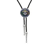 JPJZY BRBAM Freemason Symbol Bolo Tie for Men Masonic Square and Compass Bolo Necktie Jewelry, M, Leather, No Gemstone