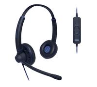 JPL Headset Commander-2 (V2) Binaural, Corded, USB-A Plug & Play, Office/Contact Centre, Noise Cancelling, Soft Pouch Case, A to C USB Adapter, Compatible with Major Softphones - Black