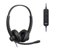 JPL Headset Commander-2 (V2) Binaural, Corded, USB-A Plug & Play, Office/Contact Centre, Noise Cancelling, Soft Pouch Case, A to C USB Adapter, Compatible with Major Softphones - Black