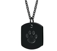 Jpltlvy Matte Black Stainless Steel Paw Print Keepsake Pendant for Men with Twist Opening Memorial Necklace for Gift