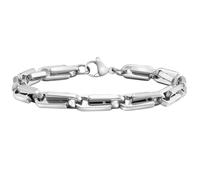 Jpltlvy Men's Bracelet Stainless Steel Handcrafted Links Hip Hop Style Industrial Silver Tone Streetwear Accessory