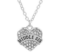 Jpltlvy Metal-Toned Heart Necklace With Crystal Accents Sentimental Letters Design Sister Keepsake