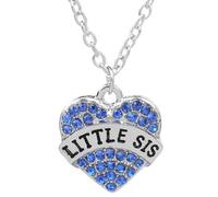 Jpltlvy Metal-Toned Heart Necklace With Crystal Accents Sentimental Letters Design Sister Keepsake