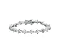 Jpltlvy Sparkling Cubic Zirconia Plum Blossom Tennis Chain Bracelet Necklace Hip Hop Rap Airplane Charm Men's Bold Streetwear Gift
