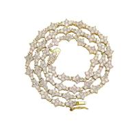 Jpltlvy Sparkling Cubic Zirconia Plum Blossom Tennis Chain Bracelet Necklace Hip Hop Rap Airplane Charm Men's Bold Streetwear Gift