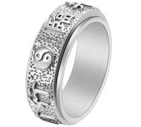 Jpltlvy Stainless Steel Chinese Style Men's Ring Spinning Yin Yang Bagua Design Lucky Charm Gift