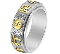 Jpltlvy Stainless Steel Chinese Style Men's Ring Spinning Yin Yang Bagua Design Lucky Charm Gift