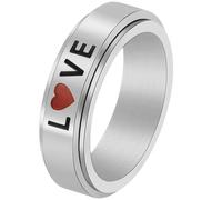 Jpltlvy Stainless Steel Couples' Rings Sweet English LOVE Heart Spinning Rings Gift