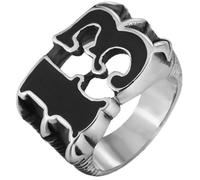 Jpltlvy Stainless Steel Men's Ring Drip Enamel Number 13 Gothic Design Alternative Jewelry Irregular Texture Statement Piece Gift for Him
