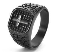 Jpltlvy Stainless Steel Men's Ring with Zircon Cross Design Vintage Cracked Punk Style Festive Occasions