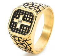 Jpltlvy Stainless Steel Men's Ring with Zircon Cross Design Vintage Cracked Punk Style Festive Occasions