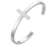 Jpltlvy Stainless Steel Minimalist Cross Open Cuff Bracelet Black Unisex Gift Fashion Accessory