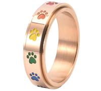 Jpltlvy Stainless Steel Rainbow Ring for Women Rotating Six-Color Paw Print Design Sweet Style Jewelry Gift for Birthday