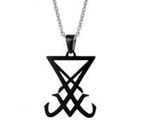 Jpltlvy Stainless Steel Seal of Lucifer Pendant Medieval Mysterious Symbol Necklace with Triple Color Choice for Men and Gifts