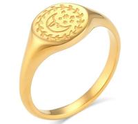 Jpltlvy Stainless Steel Star Moon Pattern Ring Retro Jewelry Celestial Engraved Design for Women Daily Wear Gift for Her