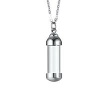 Jpltlvy Stainless Steel Transparent Pill Shape Pendant Necklace Unique Design for Men and Women Gift