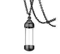 Jpltlvy Stainless Steel Transparent Pill Shape Pendant Necklace Unique Design for Men and Women Gift