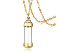 Jpltlvy Stainless Steel Transparent Pill Shape Pendant Necklace Unique Design for Men and Women Gift