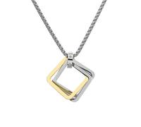 Jpltlvy Titanium Steel Geometric Square Triple Ring Pendant Necklace for Men Trendy Hip Hop Matching Couple Chain Gift