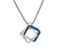 Jpltlvy Titanium Steel Geometric Square Triple Ring Pendant Necklace for Men Trendy Hip Hop Matching Couple Chain Gift