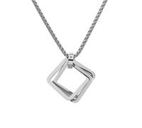 Jpltlvy Titanium Steel Geometric Square Triple Ring Pendant Necklace for Men Trendy Hip Hop Matching Couple Chain Gift