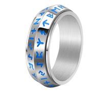 Jpltlvy Titanium Steel Glow Rune Spinner Ring for Men Viking Norse Jewelry Full Rotation Design Ancient Symbol Gift for Birthday