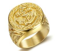 Jpltlvy Titanium Steel Gold Plated Anchor Eagle Ring for Men Navy Style Jewelry Vintage Military Design Gift