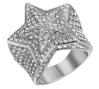 Jpltlvy Titanium Steel Men's Star Ring with CZ Stones Hip Hop Trendy Luxury Statement Jewelry Gift