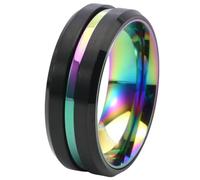 Jpltlvy Titanium Steel Spinning Ring Matte Two-tone Design Simple Style Unisex Suitable for Festivals