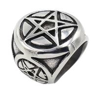 Jpltlvy Titanium Steel Star Ring for Men Vintage 3D Geometric Design Military Style Jewelry Gift