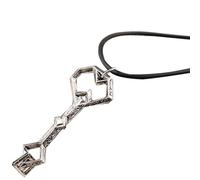 Jpltlvy Wood Accented Shield Key Necklace Medieval Vintage Design Double Pendant for Everyday Adornment