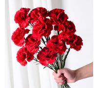 JPORSHU 10Pcs Artificial Flowers Carnation Flower,Silk Carnations Flower Bouquets, for Wedding, Home Office Garden Decoration, Table Centerpieces, Floral Arrangements (red)