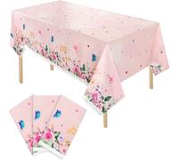 JPORSHU 4Pcs Spring Butterfly Plastic Tablecloth，Butterfly Tablecloth Disposable，Butterfly Spring Themed Tablecloth Backdrop Party Decorations，for Easter Picnic Spring Summer Party Decorations (4)