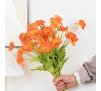 JPORSHU 8 Pcs Bouquets Artificial Poppy Flowers, 23.3inch Realistic Silk PU Fake Wild Flowers for Home Wedding Party Decor, Floral Arrangements, Kitchen Table Centerpiece Vase (Orange)