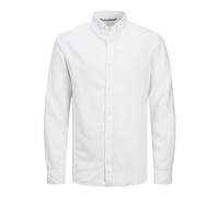 JACK & JONES Men's Jprccmaze Linen Shirt L/S Button Down Long Sleeve, Bright White/fit: Comfort fit, M