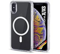 JProtect Magnetic Shockproof Case for iPhone X/XS, Transparent, MagSafe Compatible, Extra Strong Magnets, TPU Bumpers, Raised Corners, Clear