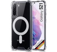 JProtect Transparent Magnetic Case for Samsung Galaxy S21 - Magsafe Compatible - Shockproof - Crystal Clear - Adult Unisex - Glossy Finish