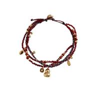 JPSSJGYH Chinese New Year Beaded Charm Bracelet, Handmade Braided Rope Bracelet with Gourd Pendant, Bohemian Lucky Jewelry Gift for Women (Red)