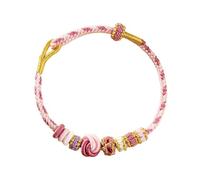 JPSSJGYH Congratulations You Are a Senior Peach Blossom Knot Bracelet, Peach Blossom Luck Braided Bracelet, Adjustable Woven Friendship Bangle for Women (Pink)