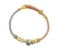 JPSSJGYH Congratulations You Are a Senior Peach Blossom Knot Bracelet, Peach Blossom Luck Braided Bracelet, Adjustable Woven Friendship Bangle for Women (Green)