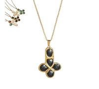 JPSSJGYH Elegant Gold Cross Pendant Necklace for Women, Colorful Cross Pendant Necklace, Adjustable Chain Jewelry for Women (Black)