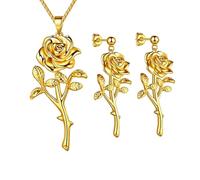 JPSSJGYH Rose Stands for Survival Necklace, I'm Strong As Fuck Vintage Punk Necklace, Elegant Gothic Rose Pendant Jewelry Gifts for Women (Gold)