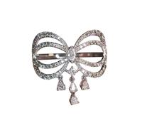 JPSSJGYH Shimmering Bow Adjustable Ring, Sparkly Rhinestone Bow Rings, Valentine's Day Birthday Gift for Women (Silver)