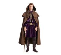 JPXH Medieval Cloak with Hood Renaissance Witch Cape Halloween Costume, Brown, One Size